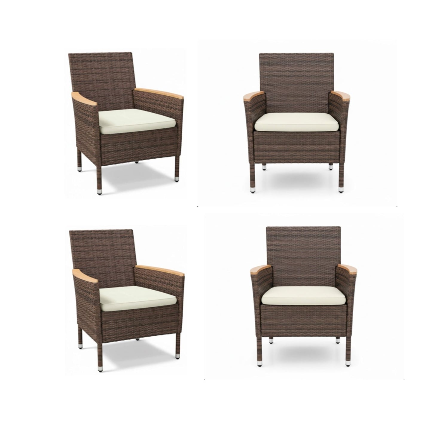All Weather Patio Dining Chair Set With Cushions (Set of 4) - Brown