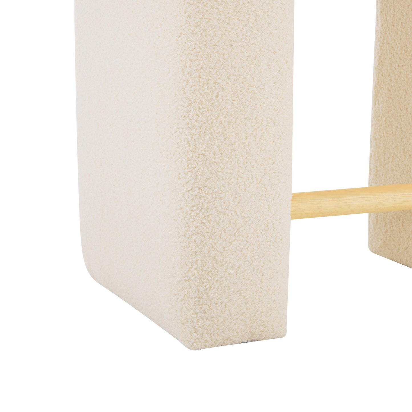 Abriana - Set of 2 - 24" Cream Modern Bouclé Bar Stools with Inverted U-Shaped Design, Wooden Frame, and Plush Upholstery