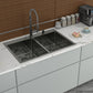Double Bowl Drop In Kitchen Sink 33" X 22" With 16 Gauge Stainless Steel And 2 10" Deep Basins - Gunmetal Black