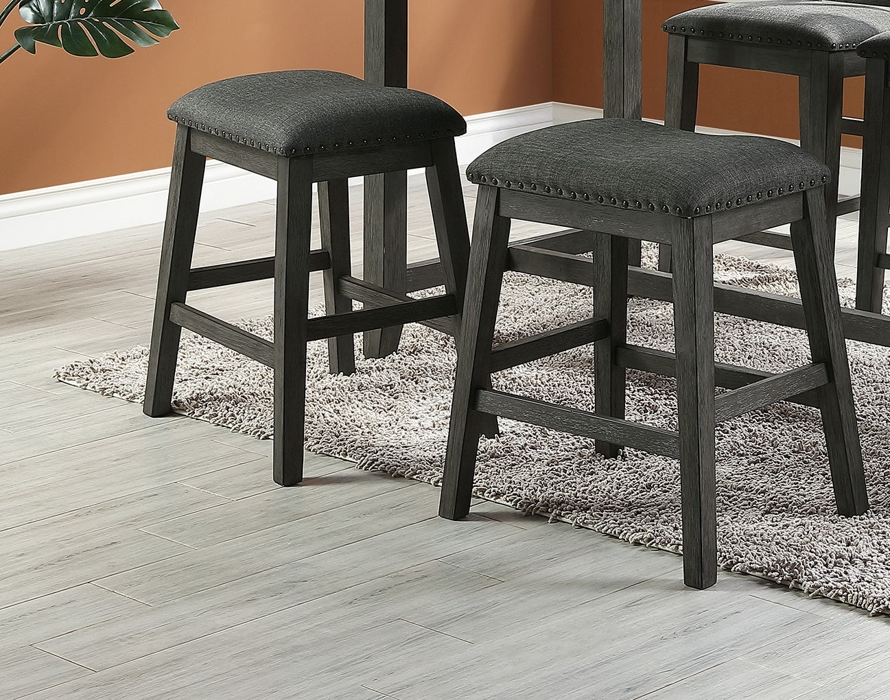 Briarcrest - Set of 2 - 26" Gray Wood Counter Height Bar Stools with High Back and Foam Cushion