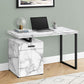 Computer Desk, Home Office, Laptop, Left, Right Set-Up, Storage Drawers, Work, Marble Look Laminate, Contemporary, Modern - White