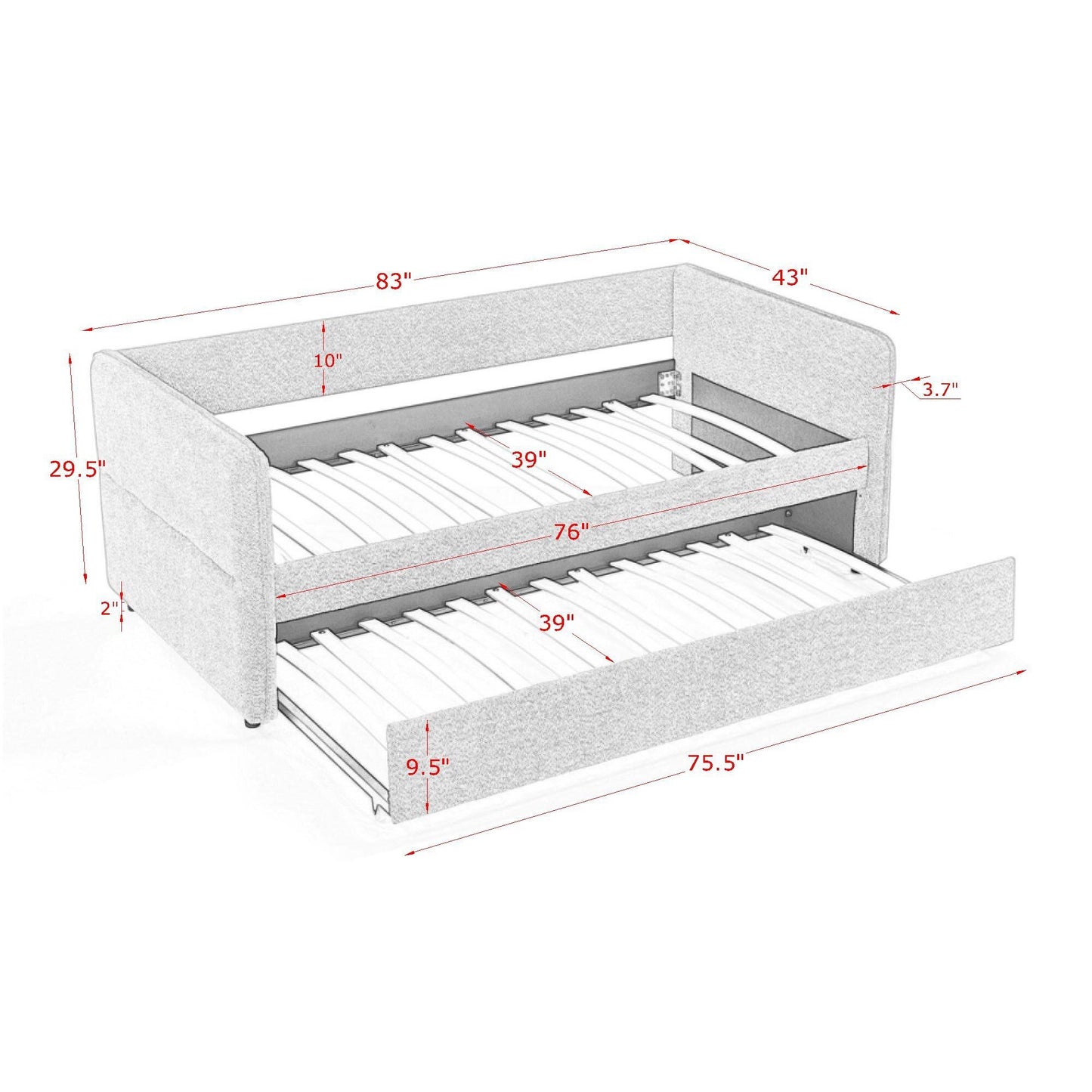 Upholstered Daybed With Pop Up Trundle