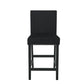 Saffi - Set of 2 - 24" Black Velvet Counter Stools with Nailhead Trim and Espresso Wood Legs