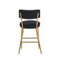 Nashford - Set of 2 - 25" Black Bar Stools with Modern Teddy Fabric Upholstery and Metal Base for Kitchen & Dining