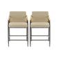 Counter Stool Set With Espresso Metal Frame - Khaki