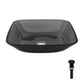Square Vessel Sink For Bathroom, Above Counter Design With Pop Up Drain, Smooth Rounded Edges - Gray