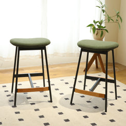 Gage - Set of 2 - 26" Modern Bar Stools, Backless with Comfortable Soft Fabric Upholstery for Kitchen & Dining Room