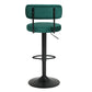 Hendrio - Set of 2 -  24.5"-30.5" Green Velvet Adjustable Bar Stools with Curved Backrest, Swivel Counter Height