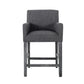 Levison - Set of 1 - 26" Upholstered Counter Stool in Charcoal Gray Fabric with Rubberwood Frame