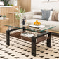 Modern Rectangular Coffee Table With Tempered Glass Top Layer, Table For Living Room - Transparent
