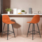 Brentwood - Set of 2 - 26" Brown Faux Leather Counter Stools with Metal Frame and Footrest, Modern Armless Bar Chairs