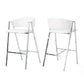 Modern Bar Stools With Low Back And Arms And Durable Metal Frame (Set of 2) - Ivory