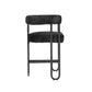 Lynsandra - Set of 2 - 24" Black Chenille Upholstered Bar Stools with Curved Backrest and Black Metal Legs