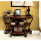 Sofa Table With Open Bottom Shelf And Ornate Scroll Detail Legs - Brown Multi