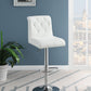 Milon - Set of 2 - 29" Adjustable White Faux Leather Bar Stools with Tufted Chrome Base