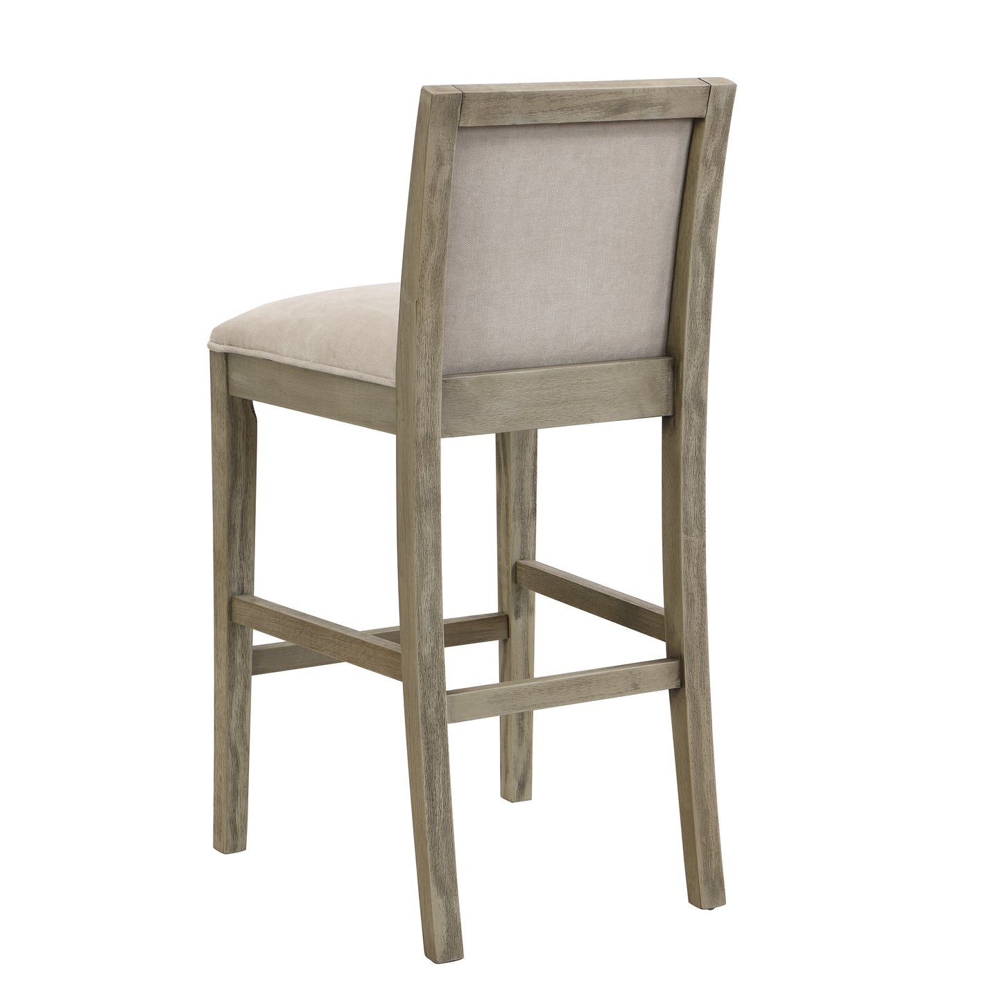 Nelson - Set of 2 - 31" Beige Bar Stools with Sponge Cushion Upholstery and Rubberwood Frame for Kitchen Island or Dining Room