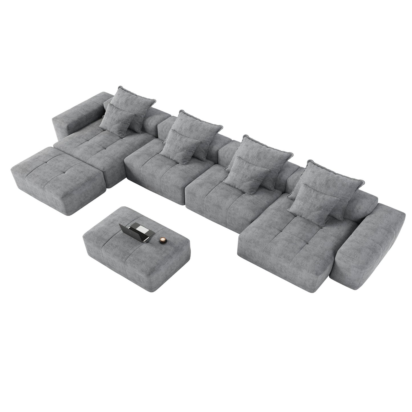 Modern Oversized, Modular Sectional Sofa With Pillows