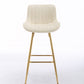 Vienna - Set of 2 - 26" Cream Velvet Counter Stools with Golden Legs and Chrome Footrest