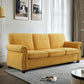 Soft Sofa, Upholstered 3 Seater Couch With High Density Foam, Loose Back Cushions And Turned Legs