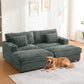 Oversized Double Chaise Lounge Sofa With USB Ports And Cup Holders