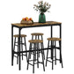 Hixley - Set of 5 - Rustic Brown Industrial Bar Table Set for 4 W x 35.4” H - Modern Design for Kitchen or Dining Room