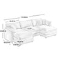 Modern Modular Cushion Sofa With Ottoman, Low Back, Deep Seating Sofa Set