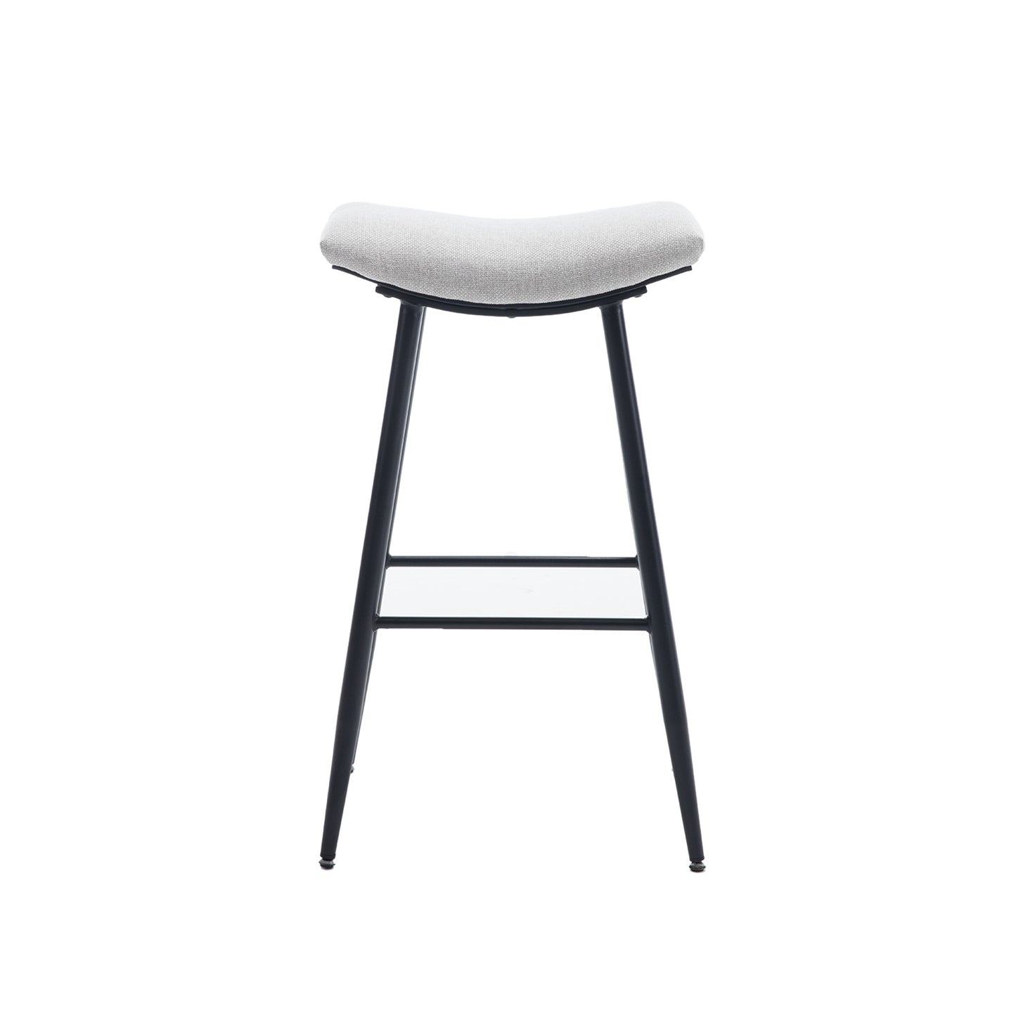 Darwin- Set of 2 - 30" Beige and Pale Blue Modern Linen Upholstered Bar Stools with Footrest