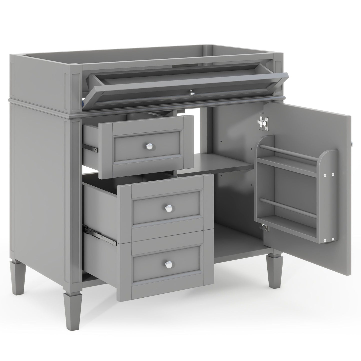 Bathroom Vanity With 2 Drawers And Tip-Out Drawer, Storage Cabinet