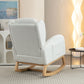 Teddy Fabric Rocking Chair With Packet Wood Legs - Ivory