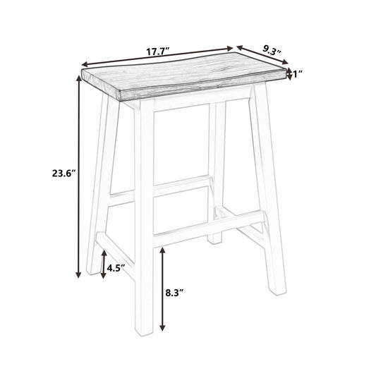 Hilltop - Set of 2 - 24" Walnut Farmhouse Rustic Counter Height Stools - Solid Wood