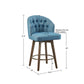 Halvoria – Set of  2- 26" Blue Upholstered 360° Swivel Counter Stool with Button