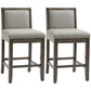 Horizon - Set of 2 - 25.5" Grey PU Leather Upholstered Counter Height Bar Stools with Back and Rubber Wood Frame