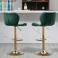 Lorrenis - Set of 2 - 24" Green Velvet Adjustable Swivel Counter Stools with Gold Base