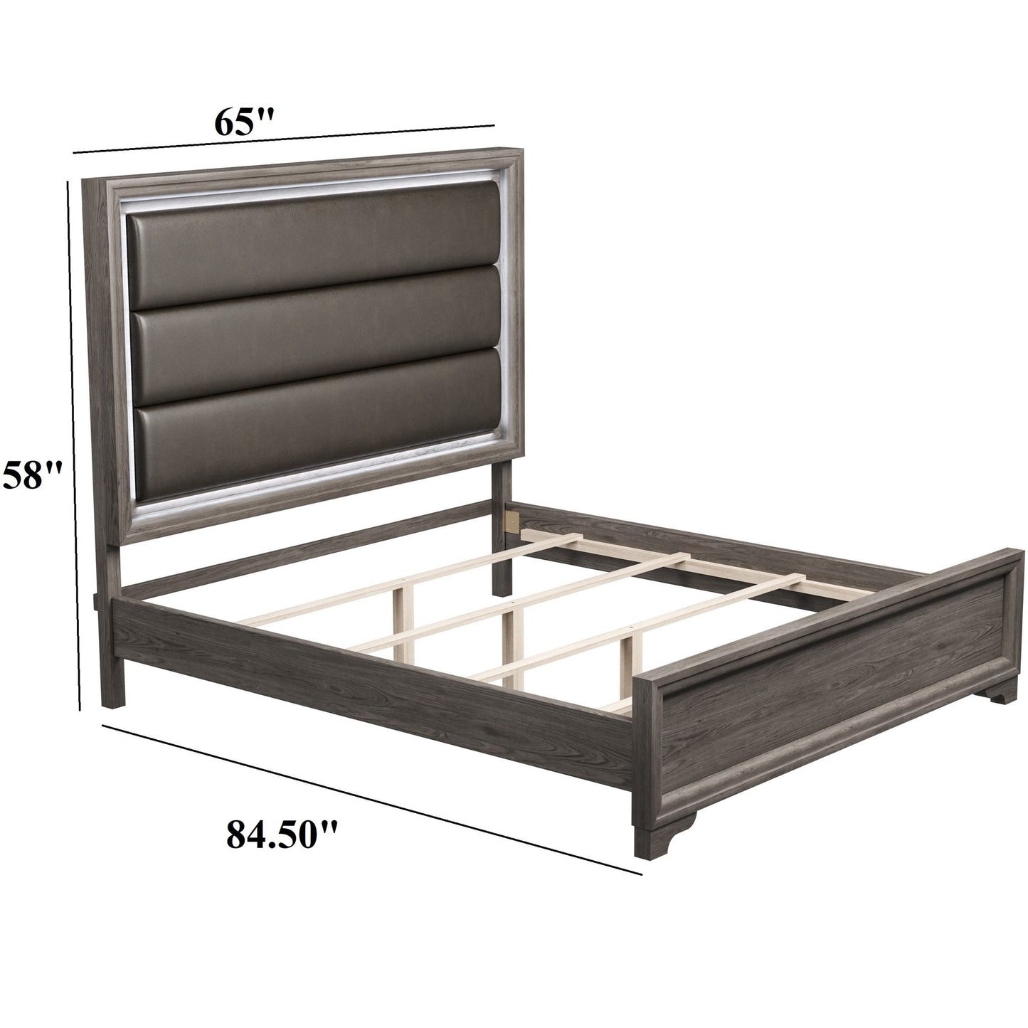 Bed With Horizontal Tufting Headboard