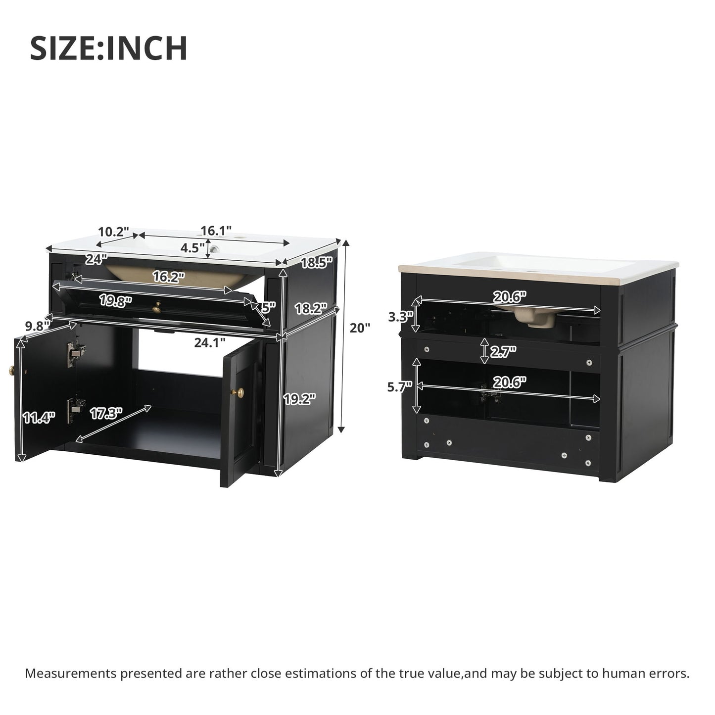 Wall Mounted Bathroom Vanity With Tip Out Drawer And Open Back Design