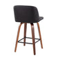 Nexus - Set of 2 - 30" Walnut Wood Counter Stools with Black Faux Leather Swivel Seats