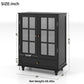 Minimalist Buffet Cabinet With Double Glass Doors And Drawer