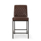 Mirole- Set of 2 - 26" Dark Brown Leather Counter Stools with High Back