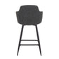 Erolis - Set of 2 - 26" Industrial Counter Stools in Black Metal with Grey Fabric Seat, Swivel, and Footrest - Swivel, Footrest