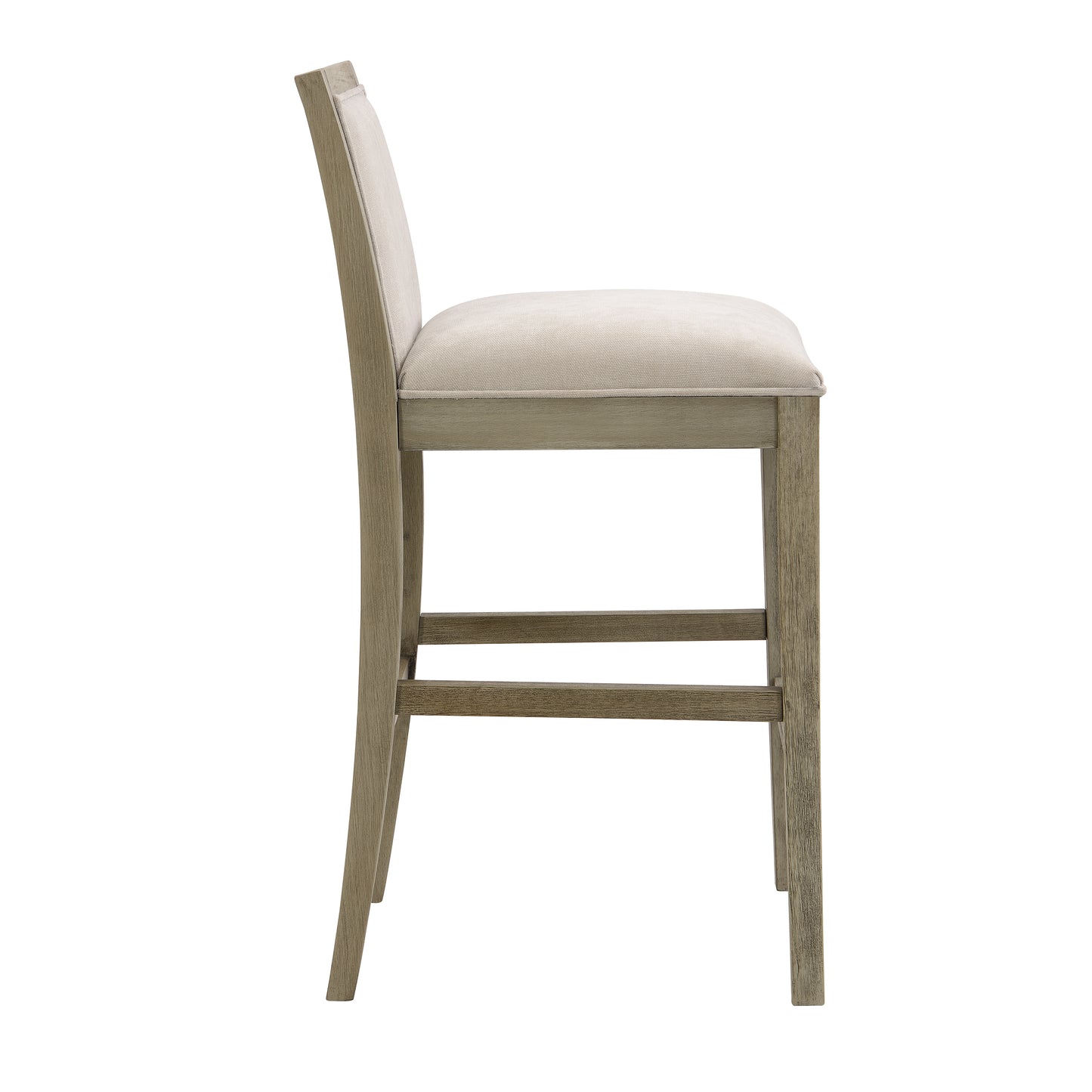 Nelson - Set of 2 - 31" Beige Bar Stools with Sponge Cushion Upholstery and Rubberwood Frame for Kitchen Island or Dining Room