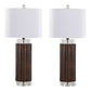 Cylinder - Fluted Contemporary Table Lamp (Set of 2) - Brown / Clear / White