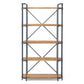 Yorktown - Industrial 5 Shelf Bookcase With Metal Pipework And Solid Fir - Natural