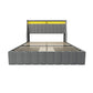 Bed With LED Lights, 4 Drawers, Winged Headboard Upholstered
