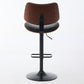 Alessa - Set of 2 - 26" Adjustable Walnut Bentwood & Black Leather 360° Swivel Bar Stools