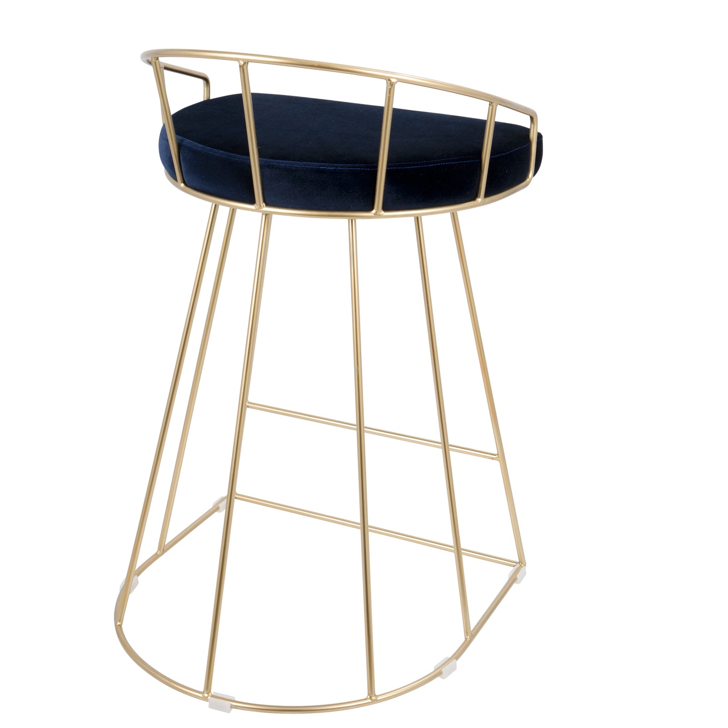 Solace - Set of 2 - 26" Blue Velvet Counter Stools with Gold Frame