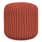 Wynne - Round Knitted Outdoor / Indoor Pouf - Orange
