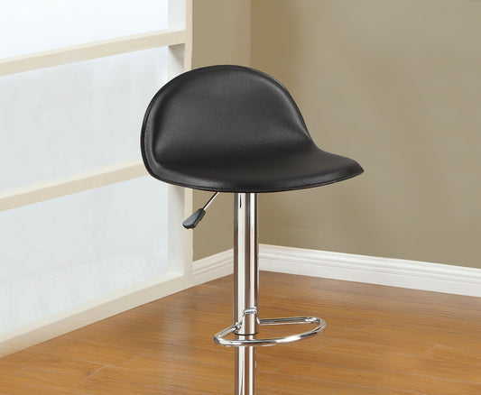 Hampstead - Set of 2 - 24" Black Faux Leather Adjustable Height Stools with Modern Chrome Base - Kitchen & Dining Bar Chairs