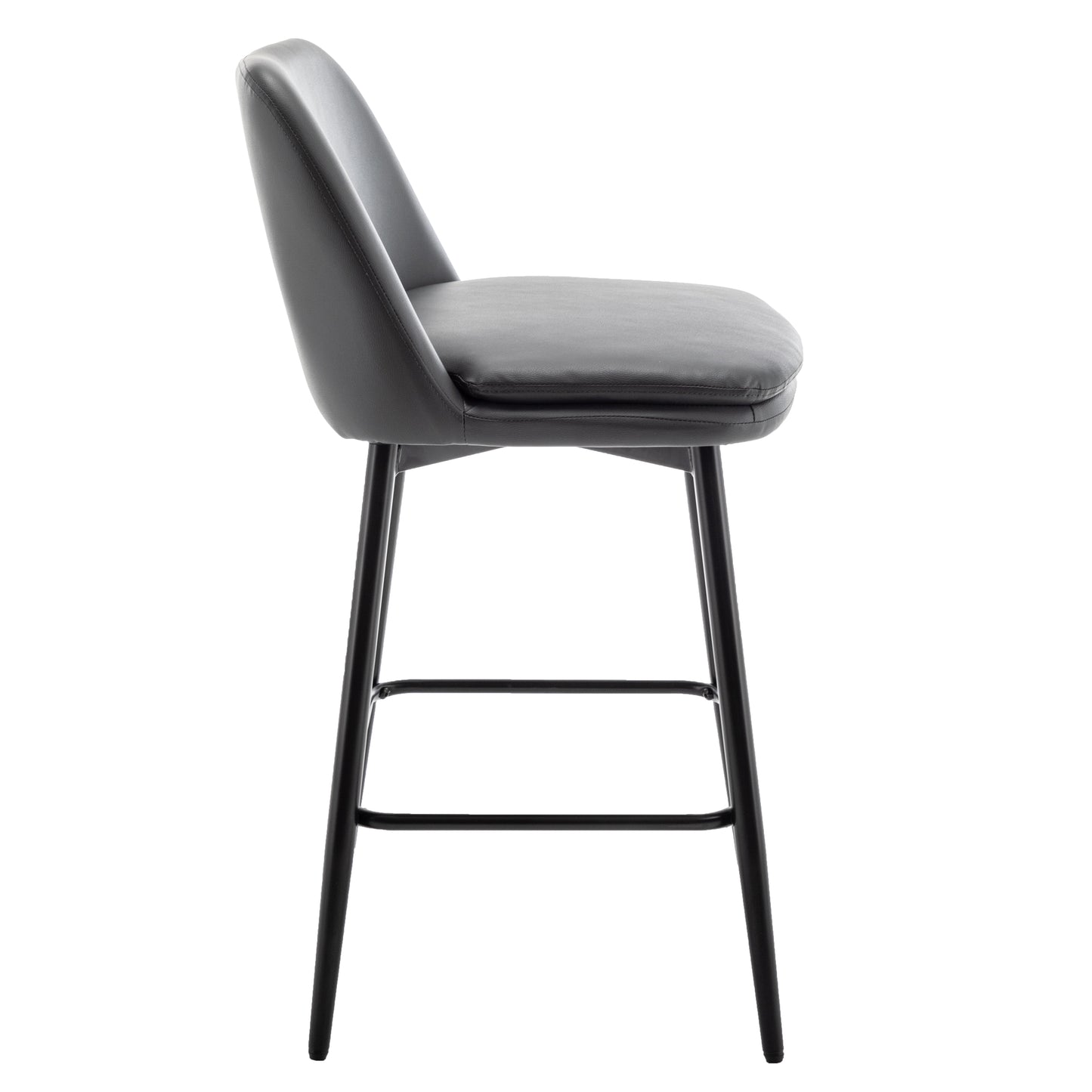 Harvaloni - Set of 2 - 26" Swivel Counter Stools with Grey Upholstered Seat and Metal Legs