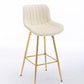 Vienna - Set of 2 - 26" Cream Velvet Counter Stools with Golden Legs and Chrome Footrest