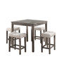 Lucille - Set of 5 - 36" Bronter wn CouHeight Pub Table with Creamy White Tufted Linen Stools